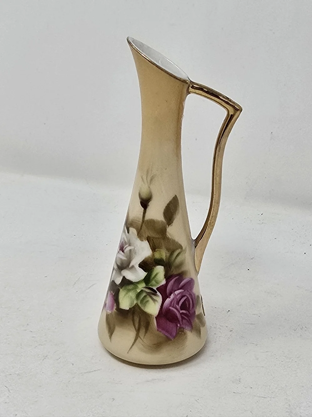 Vtg Lefton 2763 China‎ Heritage hand painted rose mini pitcher vase cottagecore